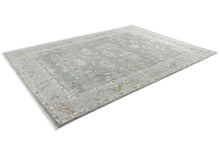 10x14 Gray, Slate, Rose Color Hand Knotted Oushak Wool Transitional Oriental Rug