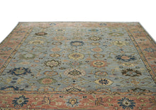 12x15 Blue, Rose, Navy Color Hand Knotted Oushak Wool Arts and Crafts Oriental Rug
