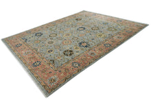 12x15 Blue, Rose, Navy Color Hand Knotted Oushak Wool Arts and Crafts Oriental Rug