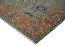12x15 Aqua, Rose, peach Color Hand Knotted Oushak Wool Arts and Crafts Oriental Rug