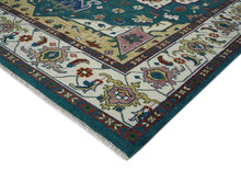 12x15 Teal, Ivory, Rust Color Hand Knotted Oushak Wool  Oriental Rug
