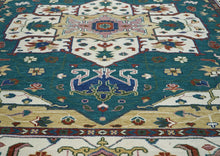 12x15 Teal, Ivory, Rust Color Hand Knotted Oushak Wool  Oriental Rug