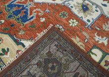 12x15 Burnt Orange, Ivory, Navy Color Hand Knotted Oushak Wool  Oriental Rug