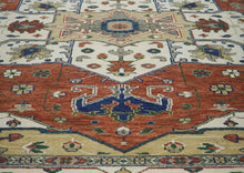 12x15 Burnt Orange, Ivory, Navy Color Hand Knotted Oushak Wool  Oriental Rug