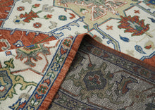 12x15 Burnt Orange, Ivory, Navy Color Hand Knotted Oushak Wool  Oriental Rug