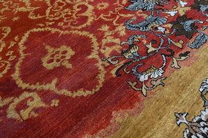 LoomBloom 7'7''x9'9" Burnt Orange Hand Knotted Transitional Oushak Wool Oriental Area Rug - Oriental Rug Of Houston