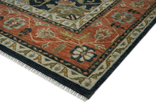 12x15 Blue, Burnt Orange, Ivory Color Hand Knotted Oushak Wool  Oriental Rug