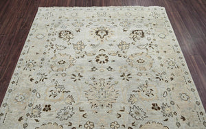 LoomBloom 6'0''x8'10" Gray Beige Hand Knotted Traditional Oushak Wool Oriental Area Rug - Oriental Rug Of Houston