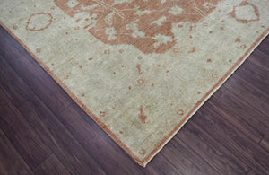 LoomBloom 8'3''x9'11" Peach Hand Knotted Traditional Oushak Wool Oriental Area Rug - Oriental Rug Of Houston