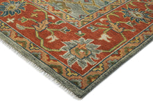12x15 Blue, Gray, Burnt Orange Color Hand Knotted Oushak Wool Arts and Crafts Oriental Rug