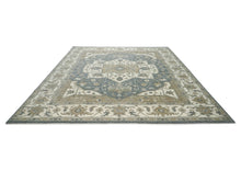 12x15 Slate, Ivory, Beige Color Hand Knotted Oushak Wool  Oriental Rug