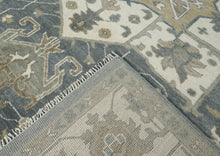 12x15 Slate, Ivory, Beige Color Hand Knotted Oushak Wool  Oriental Rug