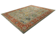 12x15 Gray, Blue, Burnt Orange Color Hand Knotted Oushak Wool Arts and Crafts Oriental Rug