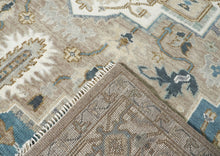 10x14 Beige, Ivory, Blue Color Hand Knotted Oushak Wool  Oriental Rug