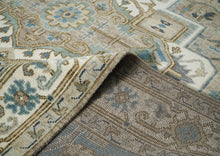 10x14 Beige, Ivory, Blue Color Hand Knotted Oushak Wool  Oriental Rug
