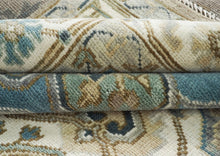 10x14 Beige, Ivory, Blue Color Hand Knotted Oushak Wool  Oriental Rug