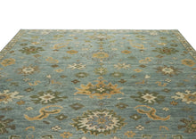 12x15 Seledon, Beige, Lime Color Hand Knotted Oushak Wool Transitional Oriental Rug