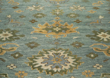 12x15 Seledon, Beige, Lime Color Hand Knotted Oushak Wool Transitional Oriental Rug