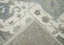 12x15 Gray, Ivory, Taupe Color Hand Knotted Oushak Wool  Oriental Rug