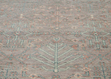 12x15 Rose, Aqua, Gray Color Hand Knotted Oushak Wool Transitional Oriental Rug