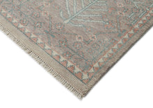 12x15 Rose, Aqua, Gray Color Hand Knotted Oushak Wool Transitional Oriental Rug