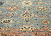 12x15 Blue, Peach, Gold Color Hand Knotted Oushak Wool Arts and Crafts Oriental Rug