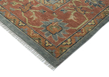 12x15 Blue, Peach, Gold Color Hand Knotted Oushak Wool Arts and Crafts Oriental Rug