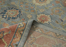 12x15 Blue, Peach, Gold Color Hand Knotted Oushak Wool Arts and Crafts Oriental Rug