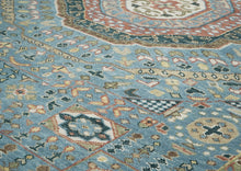 12x15 Blue, Rust, Ivory Color Hand Knotted Oushak Wool Traditional Oriental Rug