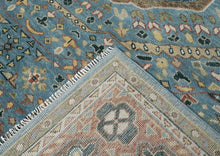 12x15 Blue, Rust, Ivory Color Hand Knotted Oushak Wool Traditional Oriental Rug