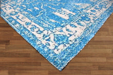 Multi Sizes Handmade Micro Printed Polyester Traditional Oriental Area Rug Blue, White Color