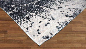 Multi Sizes Handmade Micro Printed Victoria Polyester Traditional Oriental Area Rug Gray, Black Color - Oriental Rug Of Houston