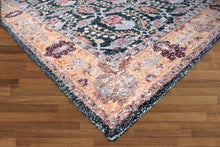 Multi Sizes Micro Printed Hand Woven Polyester Oriental Area Rug Charcoal, Peach Color - Oriental Rug Of Houston