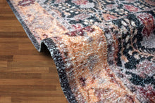 Multi Sizes Micro Printed Hand Woven Polyester Oriental Area Rug Charcoal, Peach Color