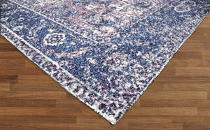 Multi Size Handmade Hand-Woven Micro Printed Traditional Oriental Area Rug Blue, Ivory Color - Oriental Rug Of Houston