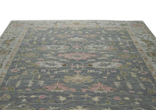 12x15 Slate, Blue, Gray Color Hand Knotted Oushak Wool Transitional Oriental Rug