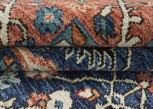 12x15 Navy, Burnt Orange, Beige Color Hand Knotted Oushak Wool Arts & Crafts Oriental Rug