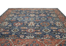 12x15 Navy, Burnt Orange, Beige Color Hand Knotted Oushak Wool Arts & Crafts Oriental Rug