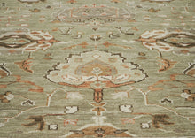 12x15 Sage, Green, Beige Color Hand Knotted Oushak Wool Arts & Crafts Oriental Rug