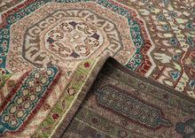 10x14 Brown, Rose, Teal Color Hand Knotted Oushak Wool Traditional Oriental Rug
