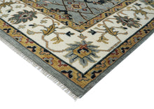 12x15 Slate, Ivory, peach Color Hand Knotted Oushak Wool Arts and Crafts Oriental Rug