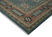 12x15 Blue, Rose, Green Color Hand Knotted Oushak Wool Traditional Oriental Rug