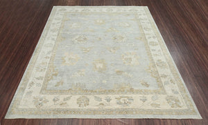 12'1" x 14'10" Palace Sage, Green Hand Knotted Oushak 100% Wool Traditional  Oriental Area Rug