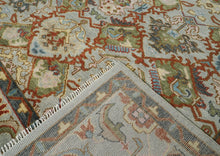 12x15 Mint, Lime, Burnt Orange Color Hand Knotted Oushak Wool Transitional Oriental Rug