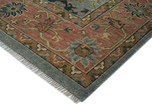 12x15 Blue, Peach, Lime Color Hand Knotted Oushak Wool Arts and Crafts Oriental Rug