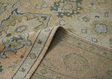 9x12 Peach, Gray, Slate Color Hand Knotted Oushak Wool Transitional Oriental Rug