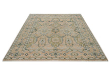 9x12 Peach, Gray, Slate Color Hand Knotted Oushak Wool Transitional Oriental Rug