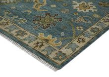 9x12 Celadon, Lime, Gold Color Hand Knotted Oushak Wool Arts and Crafts Oriental Rug