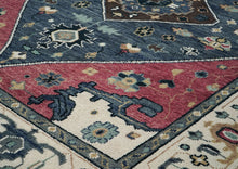 9x12 Pink, Blue, Ivory Color Hand Knotted Oushak Wool Traditional Oriental Rug
