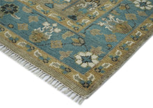 9x12 Beige, Tan, Aqua Color Hand Knotted Oushak Wool Transitional Oriental Rug